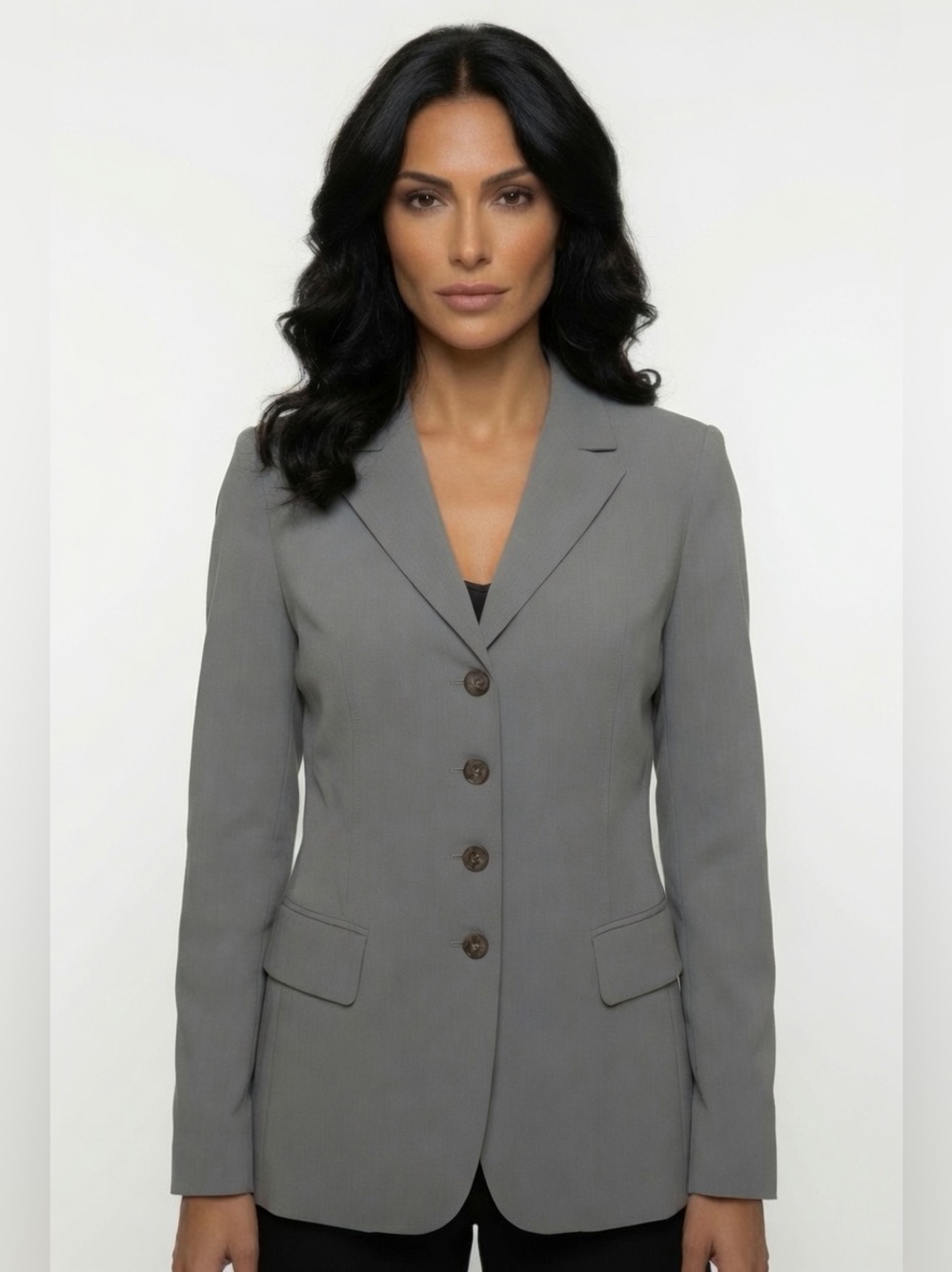 Jil Sander Women's Green Single-Breasted Blazer, Wool Size 38 Vintage